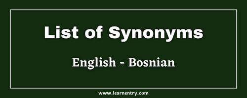 List of Synonyms in Bosnian and English