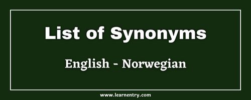 List of Synonyms in Norwegian and English