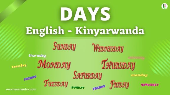 Days names in Kinyarwanda and English