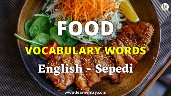 Food vocabulary words in Sepedi and English