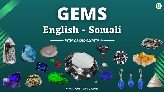 Gems vocabulary words in Somali and English