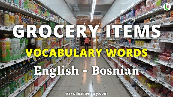 Grocery items vocabulary words in Bosnian and English