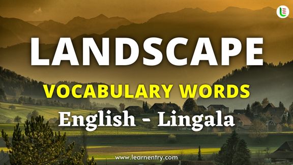 Landscape vocabulary words in Lingala and English