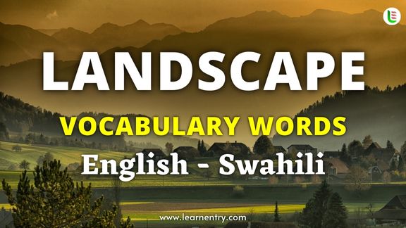 Landscape vocabulary words in Swahili and English