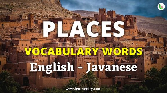 Places vocabulary words in Javanese and English