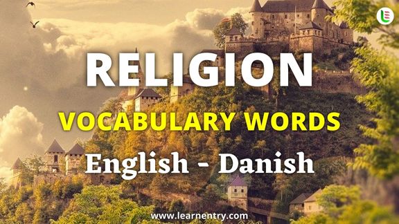 Religion vocabulary words in Danish and English