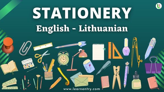 Stationery items names in Lithuanian and English