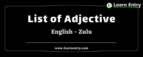 List of Adjectives in Zulu and English