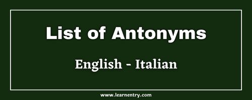 List of Antonyms in Italian and English