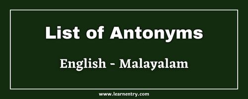 List of Antonyms in Malayalam and English