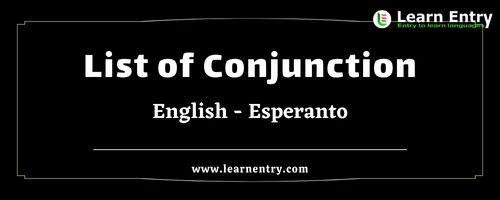 List of Conjunctions in Esperanto and English