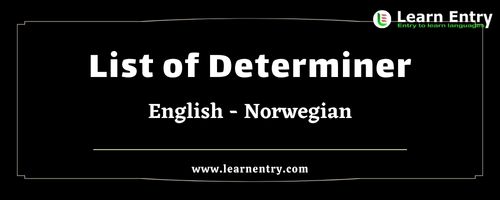 List of Determiner words in Norwegian and English