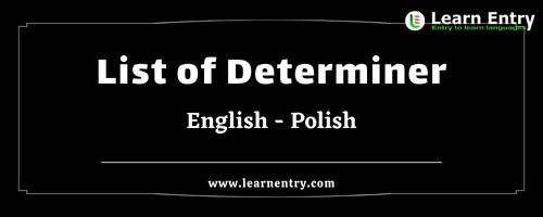 List of Determiner words in Polish and English