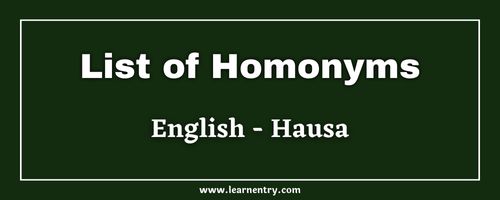 List of Homonyms in Hausa and English