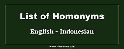 List of Homonyms in Indonesian and English