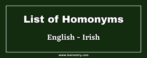 List of Homonyms in Irish and English