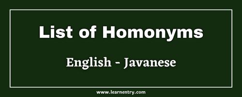 List of Homonyms in Javanese and English