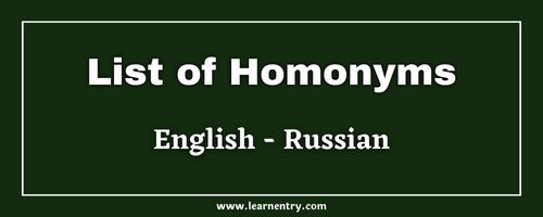 List of Homonyms in Russian and English