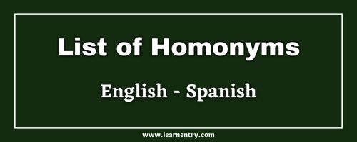 List of Homonyms in Spanish and English