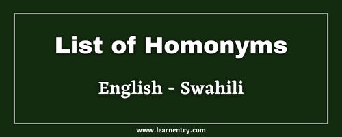 List of Homonyms in Swahili and English