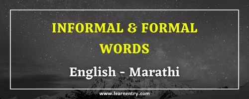 List of Informal and Formal words in Marathi and English