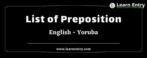List of Prepositions in Yoruba and English
