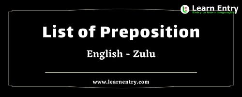 List of Prepositions in Zulu and English