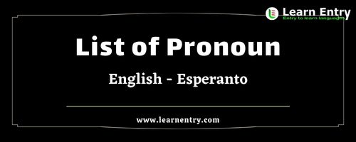 List of Pronouns in Esperanto and English