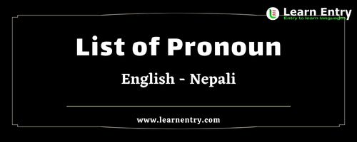List of Pronouns in Nepali and English