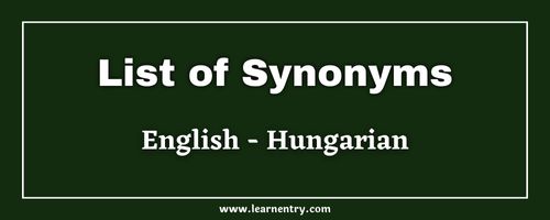 List of Synonyms in Hungarian and English