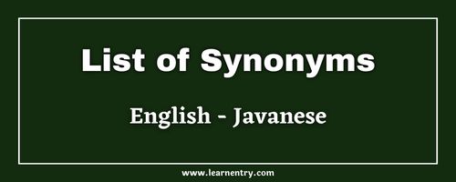 List of Synonyms in Javanese and English