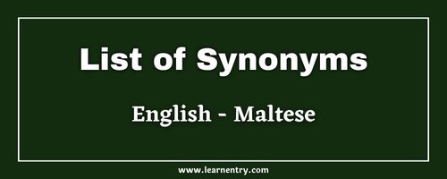 List of Synonyms in Maltese and English