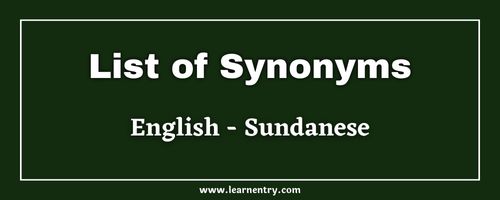 List of Synonyms in Sundanese and English