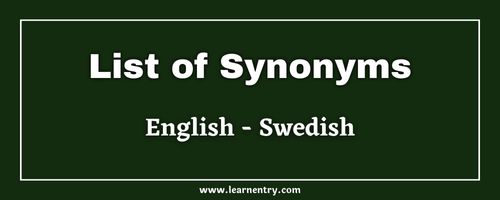 List of Synonyms in Swedish and English