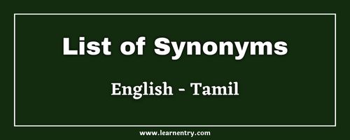 List of Synonyms in Tamil and English