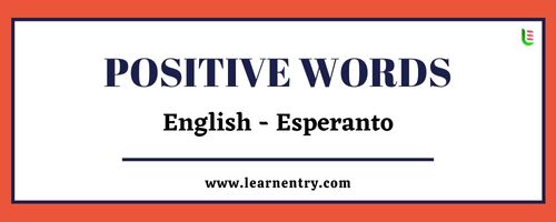 List of Positive words in Esperanto and English