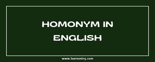 List of Homonyms in English