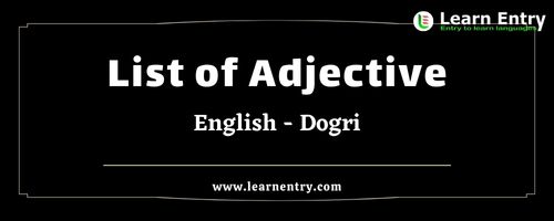 List of Adjectives in Dogri and English