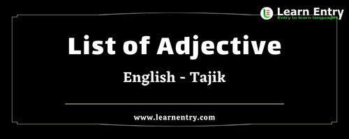 List of Adjectives in Tajik and English