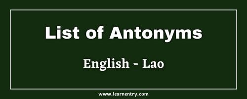 List of Antonyms in Lao and English