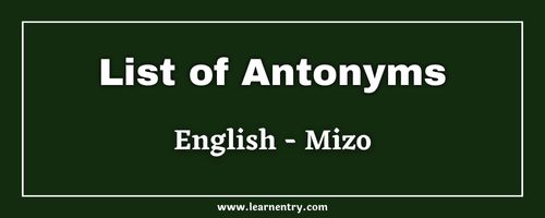 List of Antonyms in Mizo and English