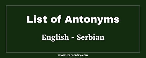 List of Antonyms in Serbian and English