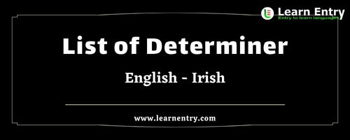 List of Determiner words in Irish and English