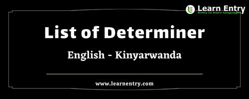 List of Determiner words in Kinyarwanda and English