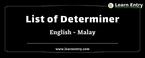 List of Determiner words in Malay and English
