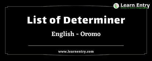 List of Determiner words in Oromo and English