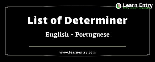 List of Determiner words in Portuguese and English
