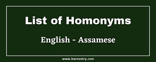 List of Homonyms in Assamese and English