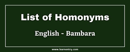 List of Homonyms in Bambara and English