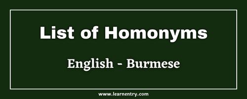 List of Homonyms in Burmese and English